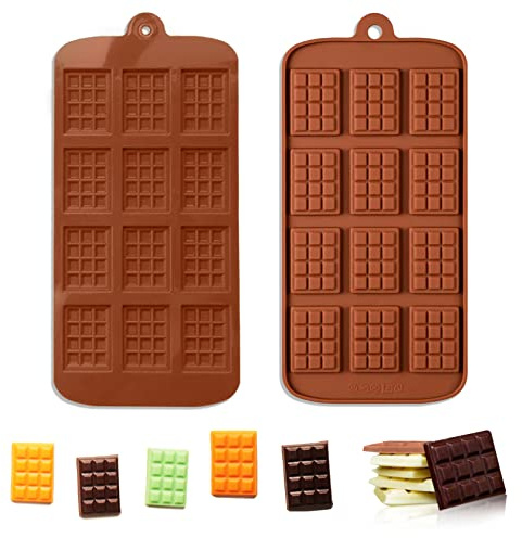 2 Pieces Silicone Break Apart Chocolate Moulds,Silicone Square Mold,Non-Stick Candy Chocolate Bar Mold,Reusable Candy Protein Silicone Chocolate Mold