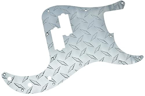 Dopro 13 Löcher moderner Stil Metall Diamant Platte Präzisions-Bass Schlagbrett Aluminium eloxiert P Bass Pick Guard passend für American Fender Precision Bass Silber