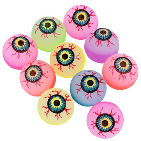 Toyvian 10 Stück Halloween- Hüpfbälle, 32 mm Halloween- Hüpfbälle die im Dunkeln leuchten Augapfel- für Kinder Halloween- Partys Süßes oder Saures Goodie- Bag- Füllstoffe (zufällige Farbe)