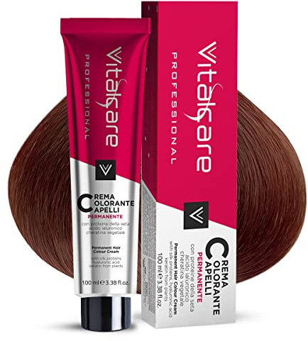 Vitalcare Professional Professional Permanente Coloration, Haarfarbe mit Seidenprotein, Nr. 6/4, Dunkelblond Kupfer, 100 ml