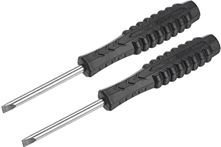 sourcing map Mini Slotted Screwdriver, 4.0mm Flat Head with Non-Slip Handle for Small Appliances, 2 Pcs