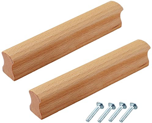 YHBZ Legno Massiccio Maniglie del cassetto,Ferramenta per mobili,Manopole in Rovere Naturale 100mm,per Armadio da Cucina,Maniglie Porta Armadio,2 Pezzi con Viti,120mm/4.7in