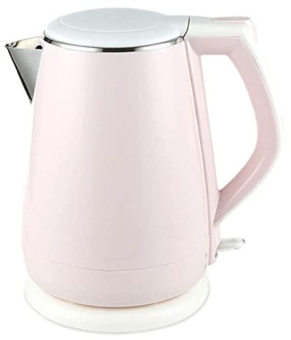 FairUo Kettles, 1.5L Double Wall Cool Touch Tea Kettle, 1800W Fast Boil Water Filter Kettle with Stainless Steel Interior, Auto Shut off & Overheating Protection,Suitable for Family Travel/Pink/15*15*