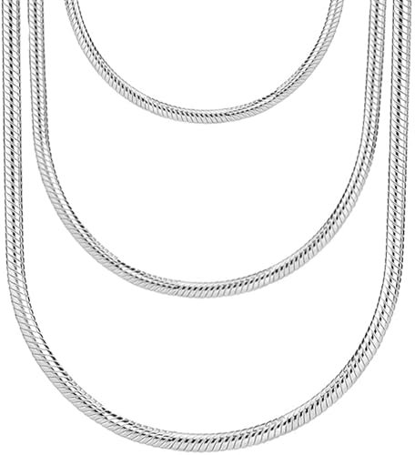 Gicko Schlangenkette Silber 925 - Stärke 3mm - Silberketten in Verschiedenen Längen : 40,45,50,55,60 cm Halskette für Damen & Herren (40)