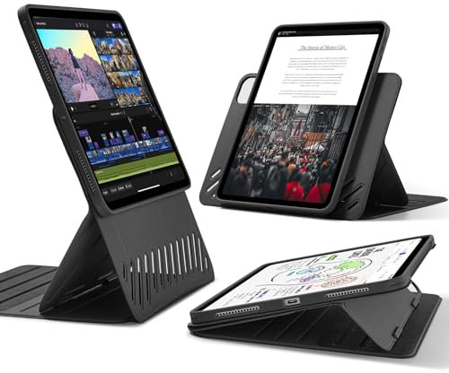 ESR für iPad Pro 11 Zoll Hülle 2025/2024 (M5/M4), drehbare Hülle mit Abnehmbarer Magnetabdeckung, Ständer im Hoch-/Querformat, 9 Standwinkel, Shift Serie, Schwarz