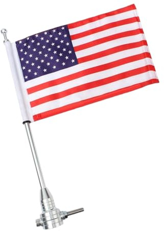 Asta portabandiera per moto con bandiera americana Asta portabandiera USA con montaggio laterale posteriore per moto 25x17 cm