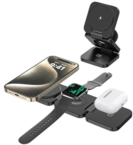 SiWiQU X55S Chargeur Induction 3 en 1 Compatible avec iPhone 15/14/13/12/Pro/Max/Plus, pour Apple Watch Ultra 9/8/7/6/5/4/3, pour AirPods 3/2 Pro, Station de Charge pour Apple