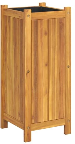 vidaXL Jardinière avec Doublure, Lit Surélevé, Bac à Fleurs, Pot de Plantes, Boîte à Fleurs Jardin Patio Terrasse, 31x31x75 cm Bois Massif d'Acacia