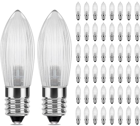 DiCUNO E10 LED Riffelkerze, 50x Spitzkerze, 0,2W ersetzt 1W, 5-55V