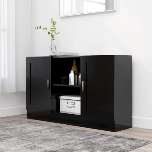 Tino Tech 120x30,5x70 cm Sideboard mit Tür Beistellschrank Aufbewahrungsschrank Anrichte für Wohnzimme Mehrzweckschrank Sideboard mit Fäch Wohnzimmermöbel Holzwerkstoff&MDF Schwarz