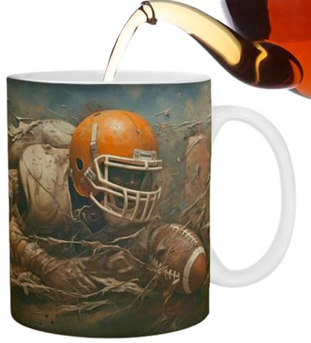 Fellflying US Football Mug | Tea Cup Coffee Mug - Sports Mug Cool Coffee Mugs, Espresso Cups Drinking Cup, Desk Decor Ceramic Mug Large Capacity