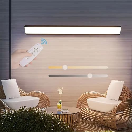GZZBMY Lange Wandbeleuchtung Dimmbare Wandleuchte mit Fernsteuerung 10-100% Helligkeitseinstellung Ip65 Wasserdicht Wandlampe Schwarz Acryl Außenwandleuchten Flur Wohnzimmer Gärten (Schwarz,120cm)