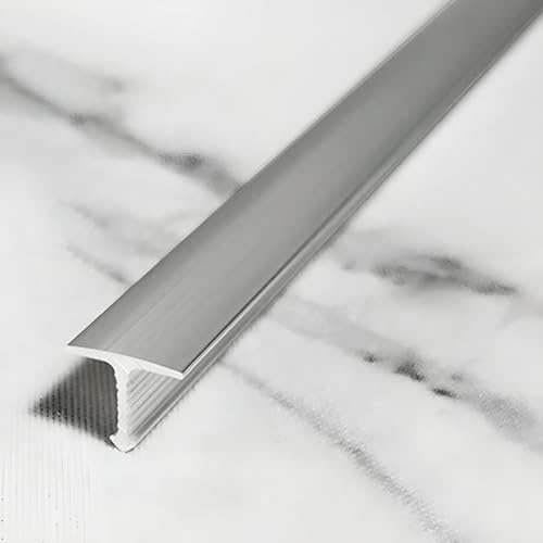 Raouoae Übergangsschienen Aus Aluminium Fußbodenleisten Übergang Door Strip Abschlussprofil Laminat 125cm 2 Stück T-Formleisten Für Laminat, Parkett Und Vinyl(Silber,Breite: 15 mm)