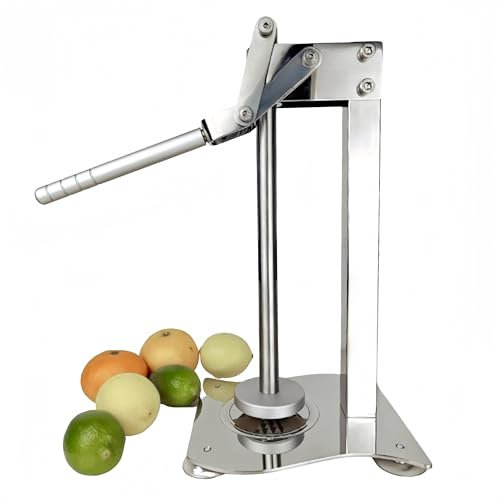 Stainless Steel Manual Lemon Squeezer Press, Heavy Duty Nut & Lemon Smasher Machine, Orange Citrus Fruit Juicer Crusher with Labor-Saving Handle & Suction Cups for Fruit Nut