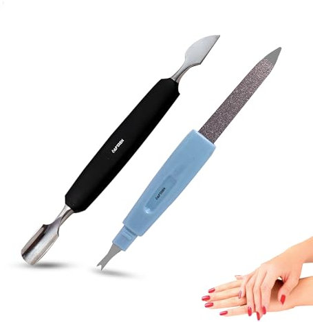 Spingi cuticole a doppio lato, cucchiaio con bordo affilato, sollevatore per unghie incarnite, tagliaunghie in acciaio inox, strumenti per la cura delle unghie, set da 2 pezzi, nero