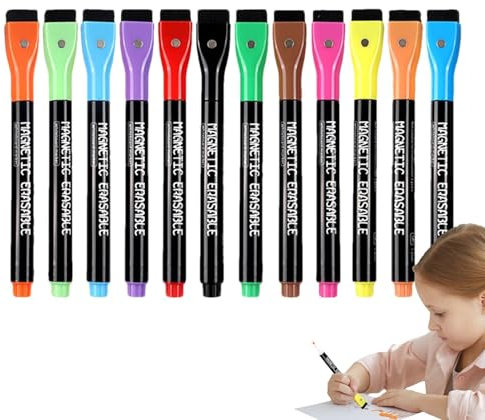 Trocken abwischbare Marker, magnetisch, trocken abwischbar, dünn, trocken abwischbar, Marker für Schulen, Büros, Heimnachrichtentafeln