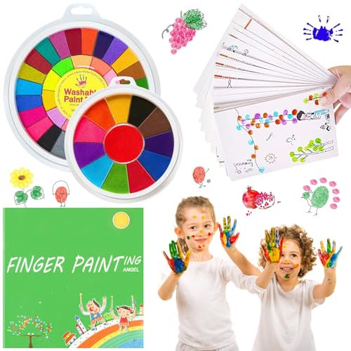48 Fingermalerei Kit Kinder Fingermalfarben Farben Finger Farben Kit Abwaschbares Fingermalset DIY Malset Finger Stempelkissen Stempel Mit Malbuch Fingerfarben Kinder Ideal für Kreativen