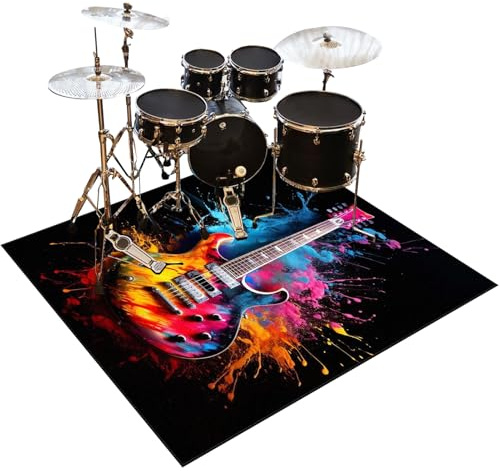 Tappeto per Batteria Tappeto a Tamburo Insonorizzato Drum Tappeto 140 x 120 cm Tappetino per Batterie Elettroniche Rullante Acustica Snare Drum Strumenti Musicali Tappeti Antiscivolo per Batteria