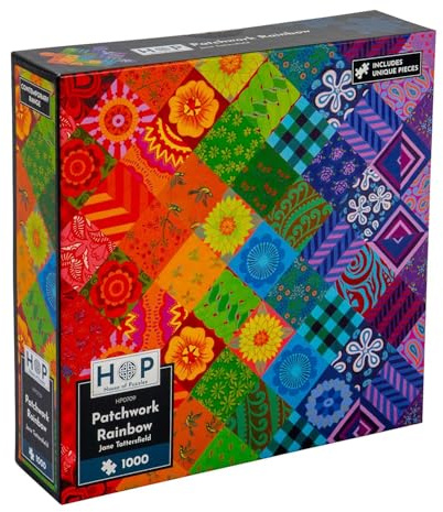 The House of Puzzles Patchwork Rainbow Jigsaw - 1000 Piece Jigsaws For Adults, Artist Illustrated, Scenic Landscape, Deluxe Puzzle Gifts