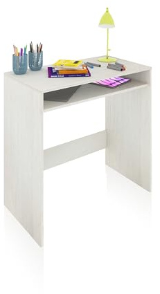 duehome | Escritorio, Mesa de Ordenador, Mesa Juvenil, Modelo Dax, Acabado en Color Blanco Alpes, Medidas: 79 cm (Ancho) x 43 cm (Fondo) x 79 cm (Alto)