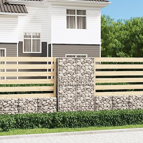 Tidyard Panier de gabion avec couvercle Fil galvanisé 150x100x30 cm, Mur à Gabion Clôture en Maille pour Jardin, Terrasse, Arrière-Cour, Extérieur