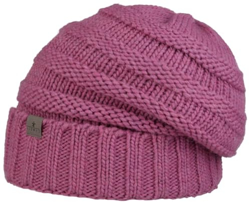 Lierys Jil Oversize Stickad Mössa by Damer/Herrar - Made in Germany vintermössa beanie lång med foder, Oversize, Vinter höst-vinter - One Size pink