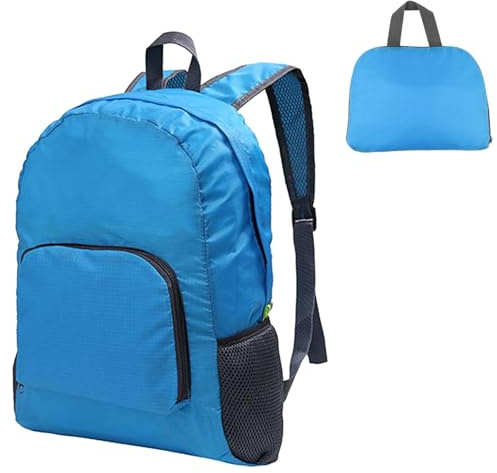 Colexy Ultraleichter Faltbarer Rucksack Leicht Packable Wanderrucksack Trekkingrucksack Outdoor Sportlich Backpack Travel Daypack für Herren Damen (Blau)