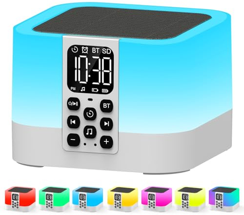 AFEXOA Bluetooth Lautsprecher mit Wecker und 30 Naturgeräuschen & Touch Nachtlicht für Frauen Mädchen Kinder lichtwecker mit Schlaftimer, Wecler mit licht für Schlafzimmer Kinderzimmer