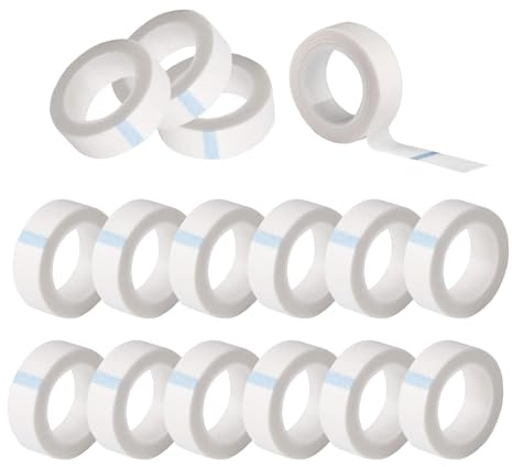16 Rollen Micropore Tape Selbstklebend Medizinisches Klebeband 1,25 Cm × 9,14 M Vliesstoffe Medical Tape, Wasserdicht und Atmungsaktiv zur Wundversorgung Sport Wimpernverlängerung