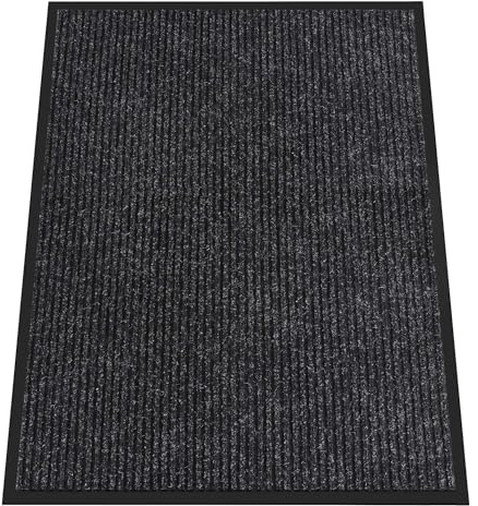 HOMEK Fussmatte für Haustür innen und außen | 90 x 120 cm Schmutzfangmatte für Eingangsbereich, super saugfähig Fußmatte für Haus, Büro und gewerbliche Eingänge, Schwarz