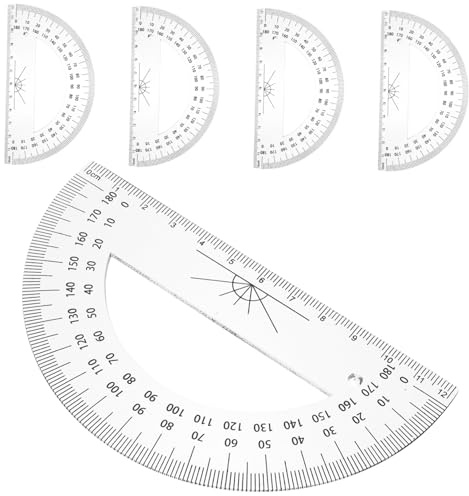 FUNNETOYU 5piezas Transportador Semicircular De Plástico Grados Herramienta De Medición Para Estudiantes Uso Aulas y Hogar