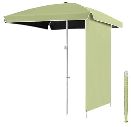 CTREVL Parasol Carré de Balcon, Parasol de Plage Anti UV et Vent avec Rideaux Latéraux Ø 2 x 2 m, UPF 50+ Facile à Utiliser pour Balcon Patio Terras, Base Non Incluse(Vert,160cm)