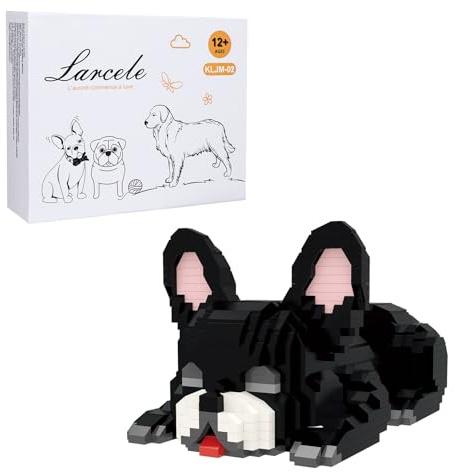 Larcele 1045 Piezas Bricolaje Micro Perro Bloques de Construcción Set para Mayores de 12 Años KLJM-02(Bulldog Francés)