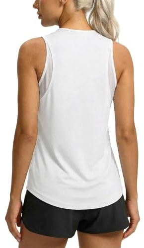 Wayleb Camiseta Tirantes Mujer Deportiva con Diseño de Malla | Camisetas Deporte, Cuello Redondo, Secado Rápido, Transpirable, Fitness, Running, Yoga, Pilates