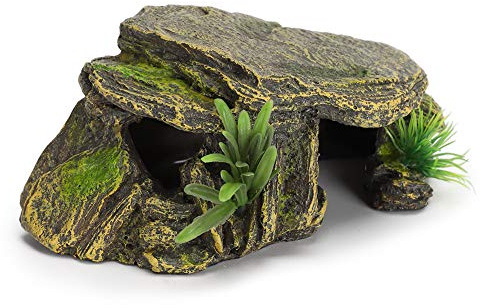 HEEPDD Akvarium Amfibie Reptil Skydd Sköldpadda Reptil Gömställe, Levande Harts Skydd för Reptiler Gömställe med Säkert Material Landskapsdekoration för Akvarium Terrarium Nan