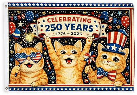 Bandiere con gatti per esterni, festivi fuochi d'artificio giocosi Palline gonfiabili ad aria per celebrazioni, bandiere decorative rosse, striscione decorativo per esterni, resistente allo