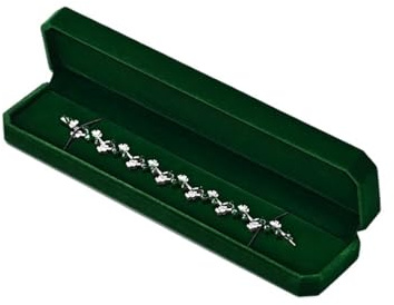 sammet ringlådor sammet ring låda ädelsten grönt smycken set örhänge armband halsband organiserare (lång kedjelåda)