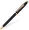 Cross Century II Kugelschreiber (Strichstäke M, Schreibfarbe: schwarz, inkl. Premium Geschenkbox) schwarz-Lack goldplattiert, 1 Stück (1er Pack)