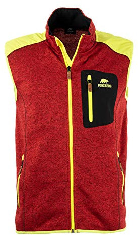 FORSBERG Lönna Forst Weste, Strickweste, Outdoorweste, Strickfleece, warm, funktionell für Freizeit und Arbeit, Farbe:rot/gelb, Größe:L
