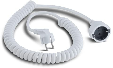 Spiralverlängerungskabel 2 Meter weiss Spiralkabel IP 20