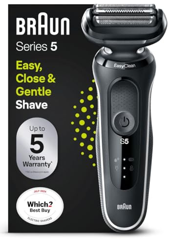 Braun Series 5 Electric Shaver, Foil Shaver With 3 Flexible Blades, 100% Waterproof, Wet & Dry Electric Razor for Men, 50-W1000s, White Rated Which? Best Buy