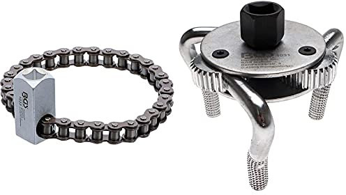 BGS 1033 | Ölfilter-Kettenschlüssel | Ø 65-115 mm & 1031 | Ölfilterspinne, 3-armig | für Ölfilter Ø 60-100 mm | inkl. Adapter