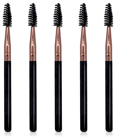 UorPoto Mascara Brush Wands Makeup Lash Spoolies Set 5Pcs Spooly Eyelash Eyebrow Brushes Applicators for Extensions Reusable JMS-5