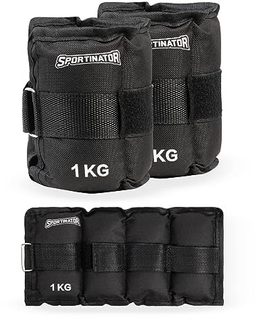 SPORTINATOR® Arm & Leg Weight Cuffs Wrist Adjustable Velcro Ankle Weights Training Weights Set of 2 2 x 0.5/1/2/4 kg Ankle Weights for Women, Men (2 x 1 kg)