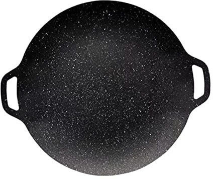 LOVIVER Stovetop Pan Antiadherente Cocinar Carne Sartén Redonda de Hierro Fundido para el hogar al Aire Libre Teppanyaki Camping Barbacoa, Los 32cm