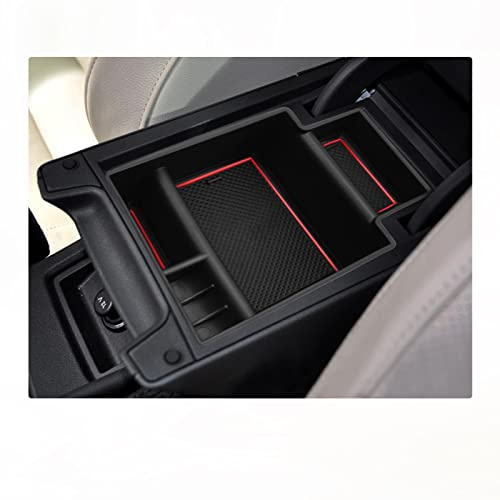 BIXUAN kompatibel mit Seat Leon MK3 Cupra 5F 2013-2019 Mittelkonsole Aufbewahrungsbox mit Rutschfester Matte Ablagefach zubehör,Armlehne Organizer Tray Mittelarmlehne Handschuhfach Rot