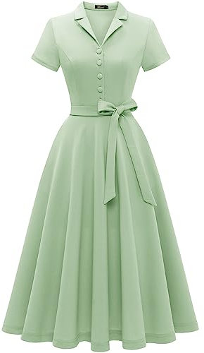 Wedtrend Cocktailkleid Rockabilly Damen Schuhe Rockabilly Kleider Damen mit Ärmel Petticoat Kostüm Retro Kleider Damen WTP30001 LightGreen XL