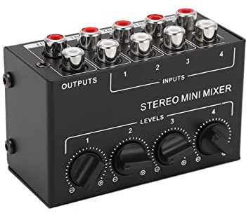 SPYMINNPOO Mini Audio Mixer, Tragbar, Stereo Mixer, Passive 4-Kanal, fr Computer, Telefon, Tablet
