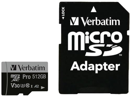 Verbatim Pro U3 512GB microSDXC Speicherkarte, schwarz, Class 10, UHS-I (U3)