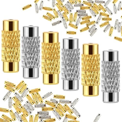 Teaaha 60 pezzi di chiusure per braccialetto, vite in ottone, colore bianco e oro, per la creazione di gioielli, bracciali con chiusura a catena accessori
